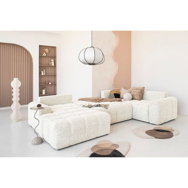 Kreminės spalvos sulankstoma/su sandėliavimo vieta modulinė kampinė sofa (su dešiniuoju kampu) Lulu – Miuform-image-1