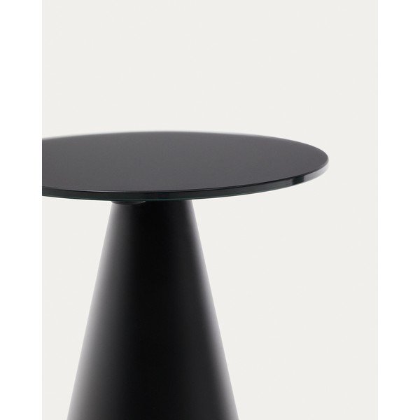 Apvalios formos šoninis stalas su stikliniu stalviršiu ø 30 cm Wilshire – Kave Home-image-4