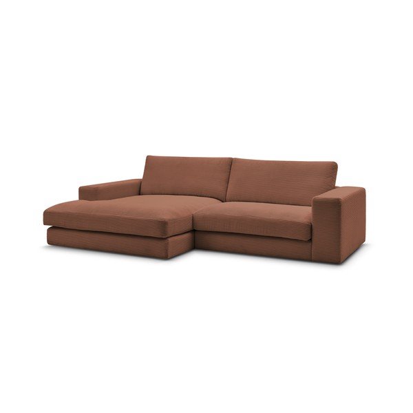 Terakotos spalvos iš kordinio velveto kampinė sofa (su kairiuoju kampu/su gultu) Leonard – Bobochic Paris-image-4