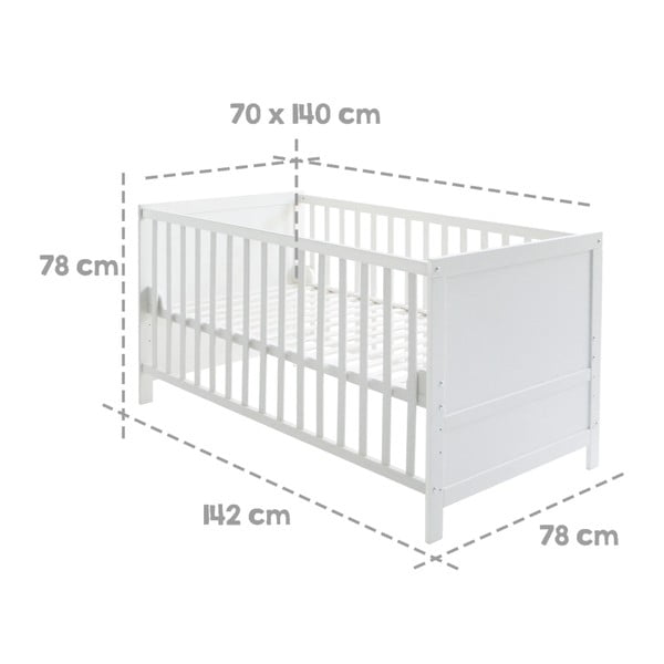 Vaikiška lovelė su baldakimu baltos spalvos 70x140 cm – Roba-image-4