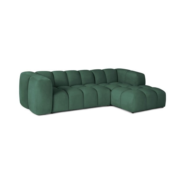 Žalios spalvos iš velveto kampinė sofa (su dešiniuoju kampu/su gultu) Cube – Bonami Selection-image-2