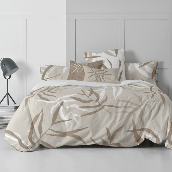 Dvigulis antklodės užvalkalas iš medvilnės baltos spalvos/rudos spalvos 200x200 cm Maple – Blanc