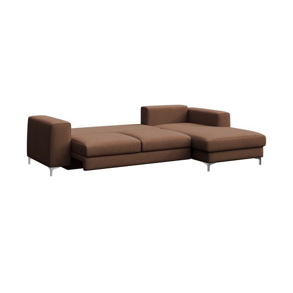 Rudos spalvos iš velveto sulankstoma/su sandėliavimo vieta kampinė sofa (su dešiniuoju kampu/su gultu) Rene – Rodier-image-3