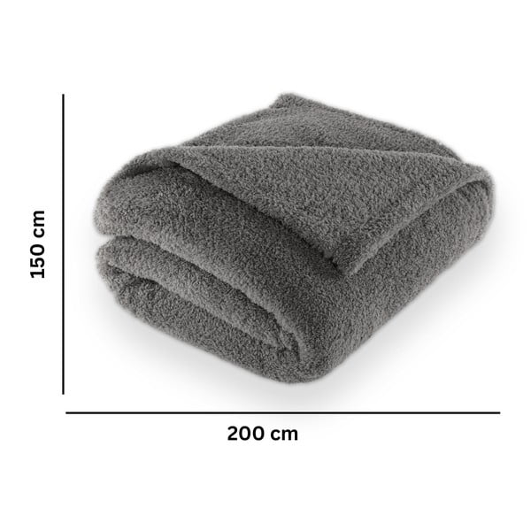 Pilkos spalvos iš mikropliušo antklodė ir pledas 150x200 cm Cocoon – Tiseco Home Studio-image-2