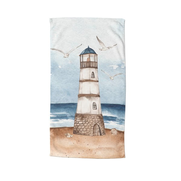 Mėlynos spalvos/rudos spalvos iš velveto paplūdimio rankšluostis 100x180 cm Berlin – Good Morning