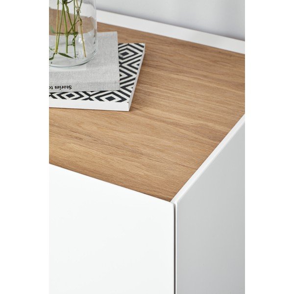 Žema šoninė spintelė baltos spalvos iš ąžuolo 110x85 cm Arista – Teulat-image-2