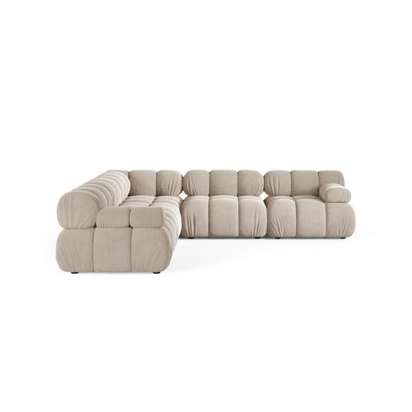 Kreminės spalvos modulinė kampinė sofa iš velveto – Micadoni -image-2