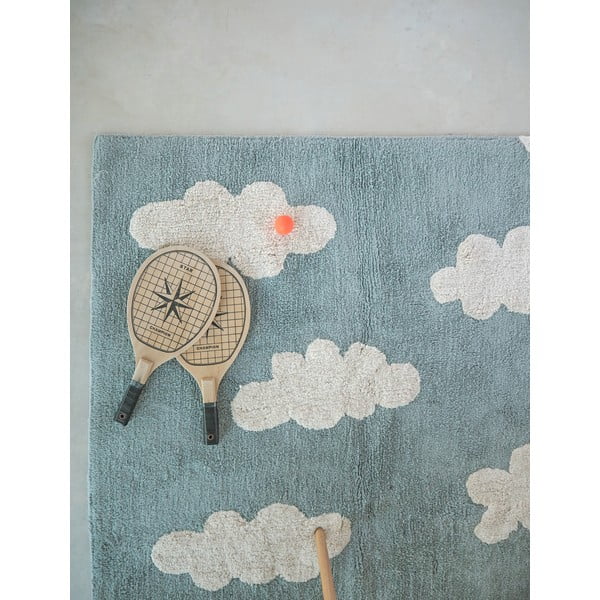 Skalbiamas/rankų darbo iš medvilnės vaikiškas kilimas mėlynos spalvos 120x160 cm Clouds Vintage Blue – Lorena Canals-image-3