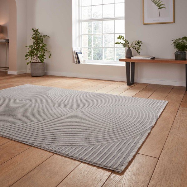 Skalbiamas iš perdirbto pluošto kilimas šviesiai pilkos spalvos 120x170 cm Flores – Think Rugs-image-2