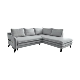 Šviesios pilkos spalvos sofa-lova Miuform Charming Charlie L, dešinysis kampas