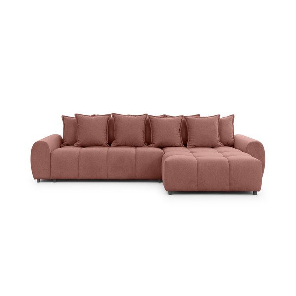 Terakotos spalvos kampinė sofa (su dešiniuoju kampu/su gultu) Albane  – Ropez