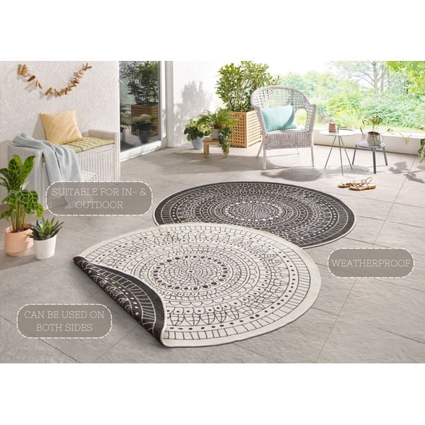 Juodos ir kreminės spalvos lauko kilimas NORTHRUGS Porto, ø 200 cm-image-4