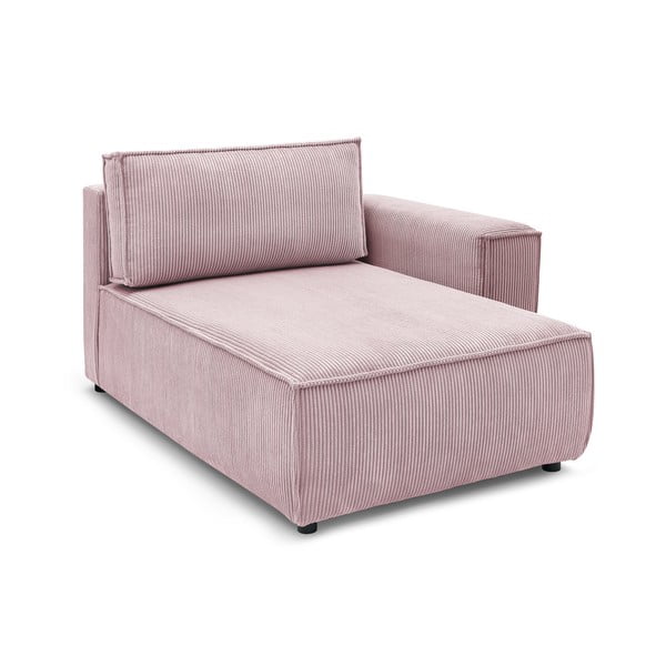 Modulinė sofa šviesiai rožinės spalvos iš kordinio velveto (su dešiniuoju kampu) Nihad modular – Bobochic Paris