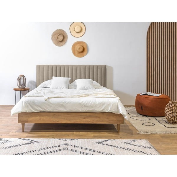 Dvigulė lova smėlio spalvos/natūralios spalvos su lovos grotelėmis 180x200 cm Oceane – Bobochic Paris-image-2