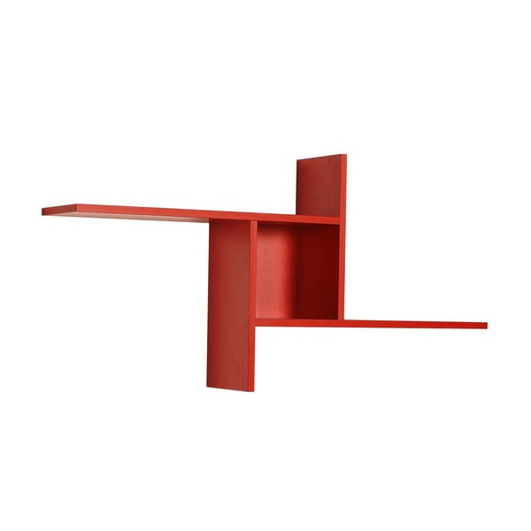 Kelių aukštų sieninė lentyna raudonos spalvos 100 cm Cross – Kalune Design-image-2