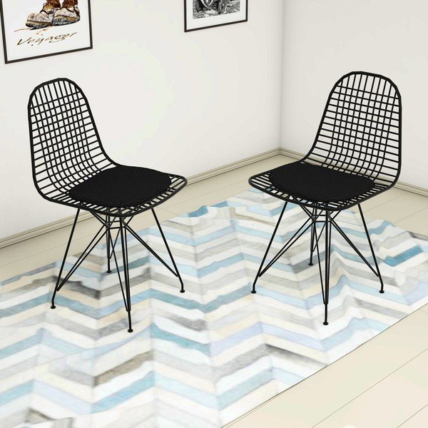 Iš metalo valgomojo kėdės juodos spalvos 2 vnt. Kafes – Kalune Design-image-1
