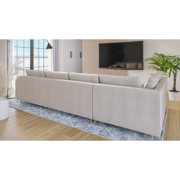 Kreminės spalvos kampinė sofa (dešinysis kampas) Ariella - Ropez-image-3