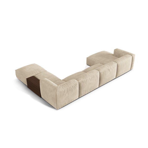 Smėlio spalvos iš velveto modulinė kampinė sofa (su dešiniuoju kampu/„U“ formos) Martina – Micadoni -image-3