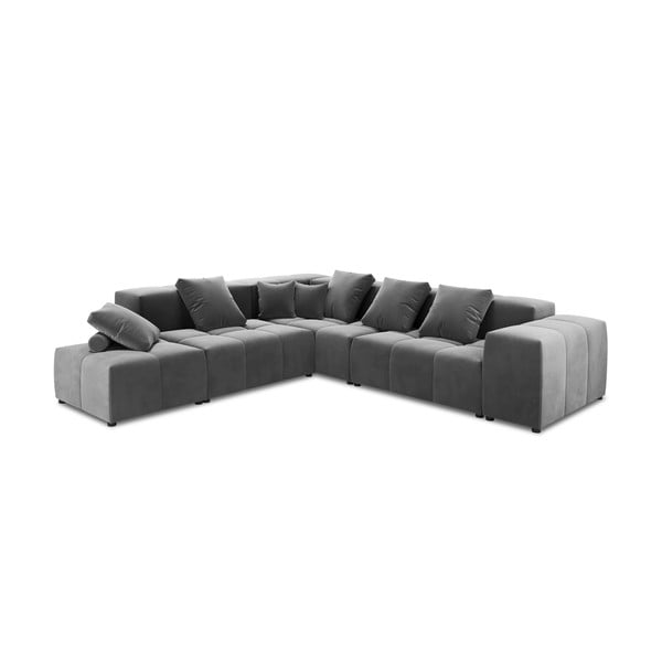 Pilka aksominė kampinė sofa (kintama) Rome Velvet - Cosmopolitan Design