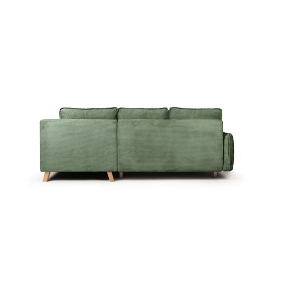 Iš kordinio velveto sulankstoma kampinė sofa šviesiai žalios spalvos (su dešiniuoju kampu) Tori – Bonami Selection-image-4