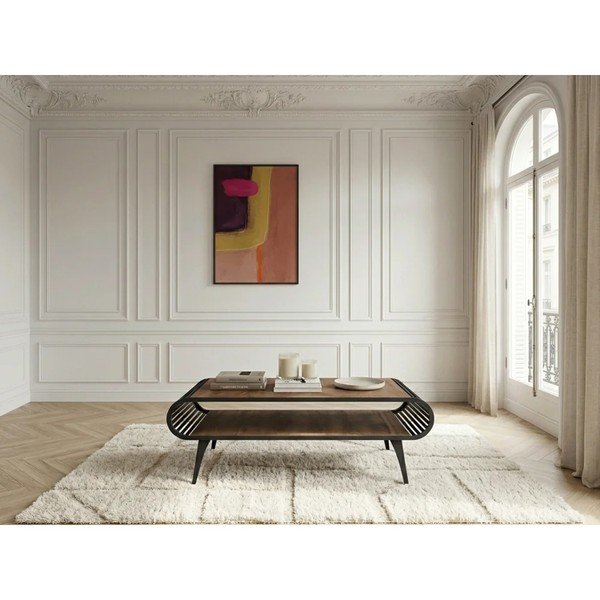 Natūralios spalvos kavos staliukas su ąžuolo dekoro stalviršiu 60x120 cm Billie – Bobochic Paris-image-2