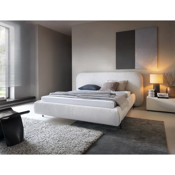 Smėlio spalvos dvigulė lova dengta audiniu su sandėliavimo vieta su lovos grotelėmis 140x200 cm Pointt – ELTAP-image-1