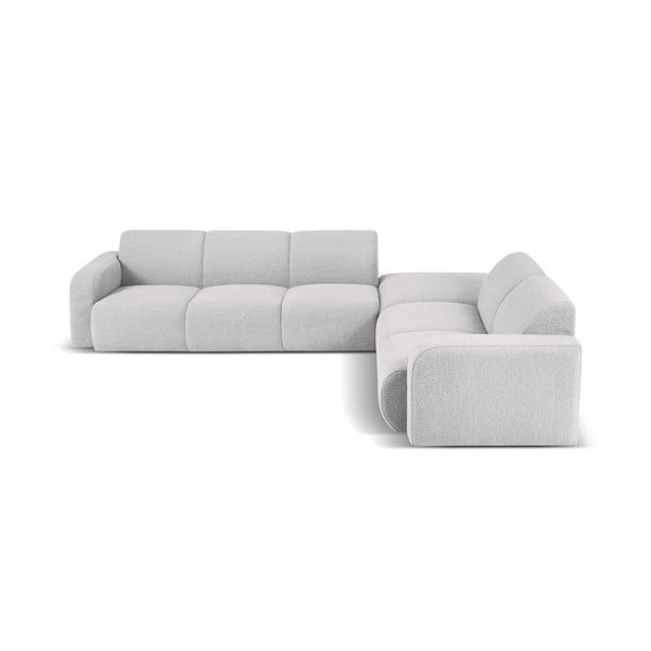 Kampinė sofa šviesiai pilkos spalvos iš boucle (su dešiniuoju kampu) Molino – Micadoni Home
