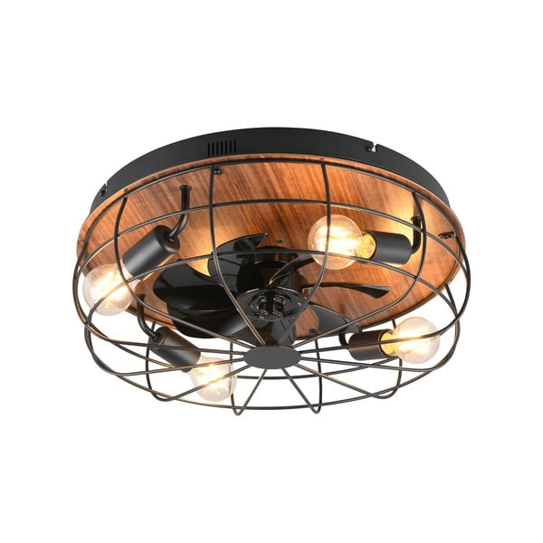 Matinės juodos spalvos/rudos spalvos lubinis šviestuvas su nuotolinio valdymo funkcija/su ventiliatoriumi Trondheim – Reality-image-4