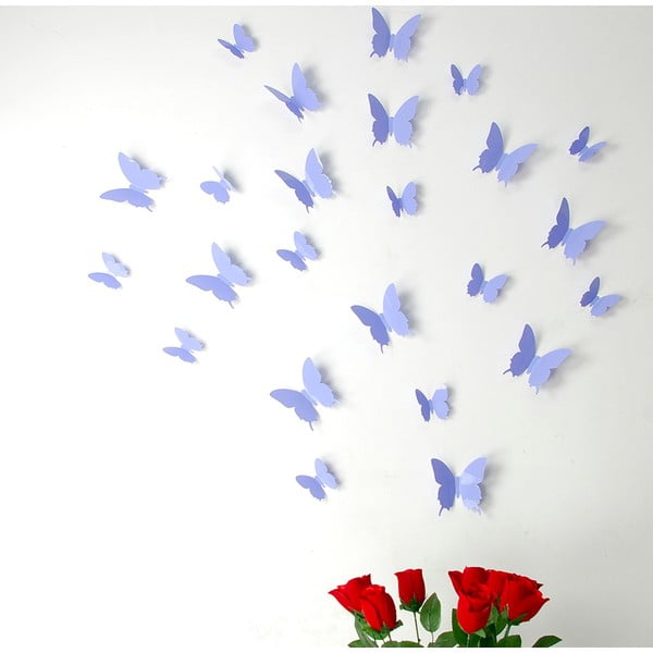12 violetinių 3D lipdukų rinkinys "Ambiance Butterflies