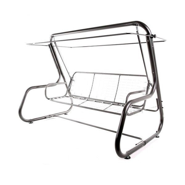 Pilkos spalvos metalinis sodo supamasis suoliukas Rimini – Dajar-image-1