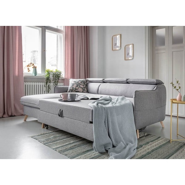 Sulankstoma kampinė sofa šviesiai pilkos spalvos (su kairiuoju kampu) Sweet Harmony – Miuform-image-4