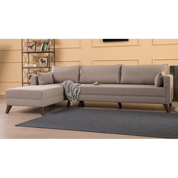 Kampinė sofa smėlio spalvos (su kairiuoju kampu) Bella – Artie-image-1