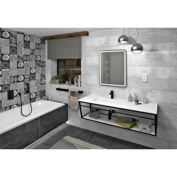 Iš metalo pakabinamas laikiklis kriauklei baltos spalvos/juodos spalvos 178x40 cm Aruba – Sapho-image-1