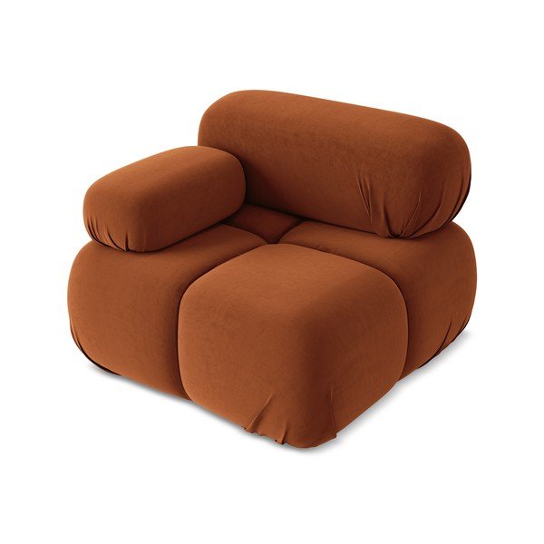 Oranžinės spalvos iš velveto modulinė sofos dalis (su kairiuoju kampu) Lokua – Makamii-image-3
