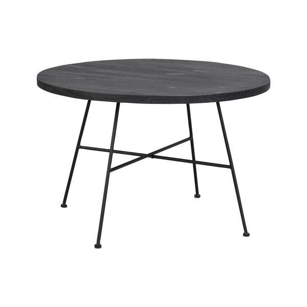 Juodas žurnalinis staliukas su pušies medienos stalviršiu Rowico Grafton, ø 70 cm-image-3