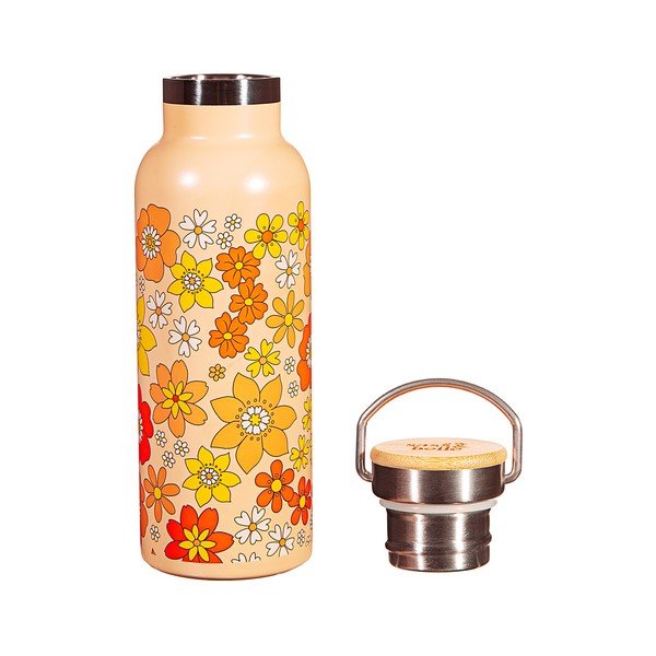 Oranžinis nerūdijančio plieno buteliukas kūdikiams 500 ml 70s Floral - Sass & Belle-image-2