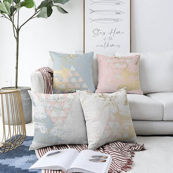 4 minimalistinių pagalvėlių užvalkalų rinkinys Spring Vibes, 55 x 55 cm