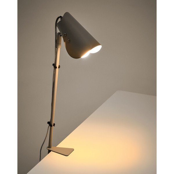 Šviesiai pilkos spalvos iš metalo stalinis šviestuvas su segtuku (aukštis 51 cm) Jula – Kave Home-image-2