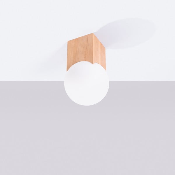 Lubinis šviestuvas natūralios spalvos 12x12 cm su stiklo gaubtu Rayer – Sollux-image-3