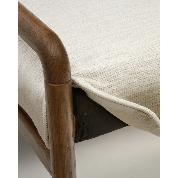 Kreminės spalvos/natūralios spalvos iš šenilinio audinio suolas Macaret – Kave Home-image-4