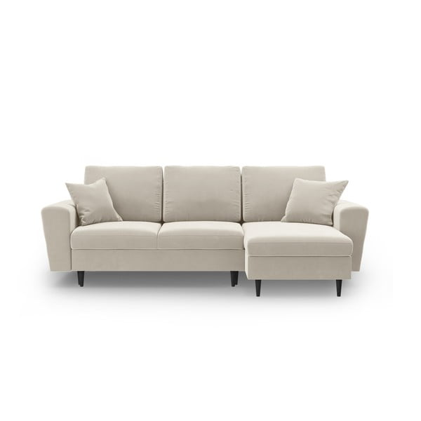 Smėlio spalvos iš velveto sulankstoma/su sandėliavimo vieta kampinė sofa Kyoto – Cosmopolitan Design
