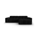 Juodo aksomo kampinė sofa (dešinysis kampas) Kendal - Micadoni Home