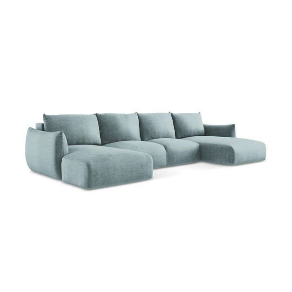 Mėlynos spalvos sulankstoma kampinė sofa („U“ formos) Leila – Makamii-image-3