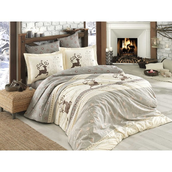 Viengulės lovos paklodė iš medvilninio poplino "Hobby Ludovica Cream", 160 x 220 cm