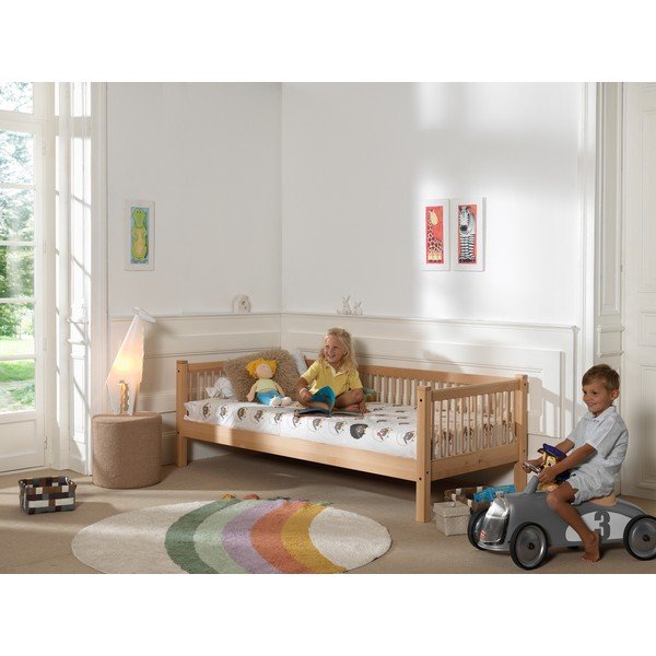 Natūralios spalvos iš buko masyvo vaikiška lova su lovos grotelėmis 90x200 cm Forrest – Vipack-image-4