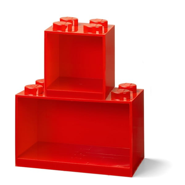 2 vaikiškų raudonų sieninių lentynų rinkinys LEGO® Brick