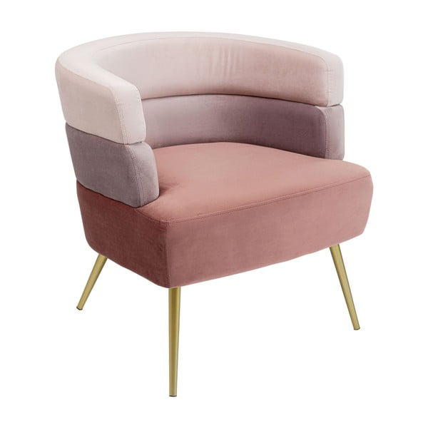 Rožinio aksomo fotelis Kare Design Sandwich