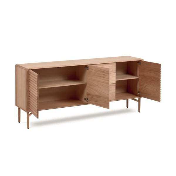 Žema šoninė spintelė natūralios spalvos iš ąžuolo 200x86 cm Lenon – Kave Home-image-2