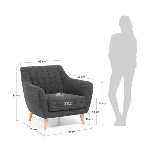 Tamsiai pilkas krėslas Kave Home Off-image-4