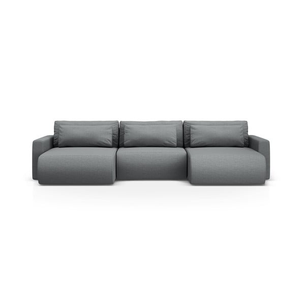 Pilkos spalvos sulankstoma/su sandėliavimo vieta kampinė sofa („U“ formos) Belfast – Cosmopolitan Design